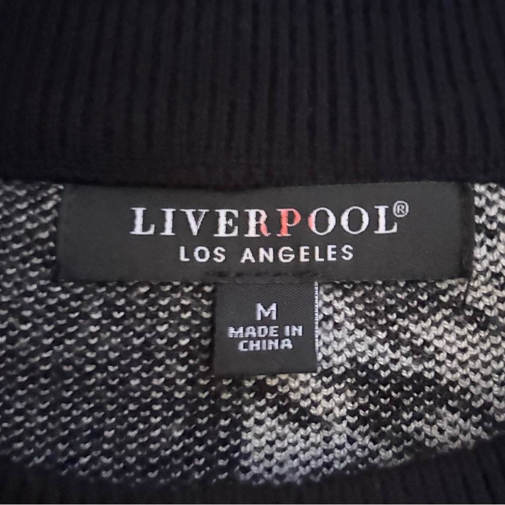 🆕🖤🤍 Liverpool Los Angeles Black White Houndstooth Colorblock Knit Sweater Size M - Picture 12 of 16
